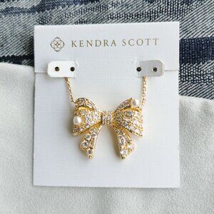 Kendra Scott White Mix Gold Bow Necklace - Krista